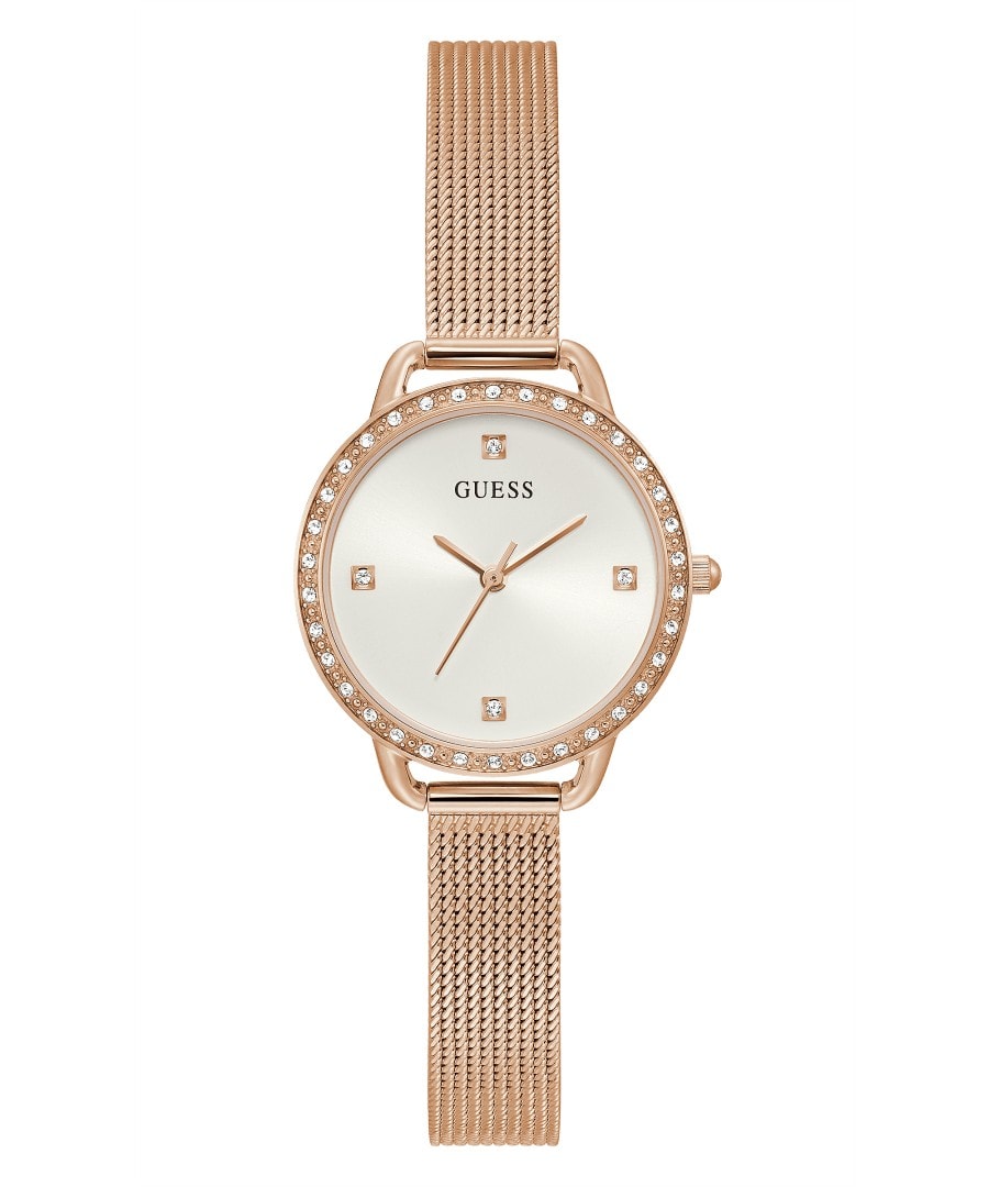 Rose Gold Ladies Guess Bellini Watch Mesh Bracelet Knights The