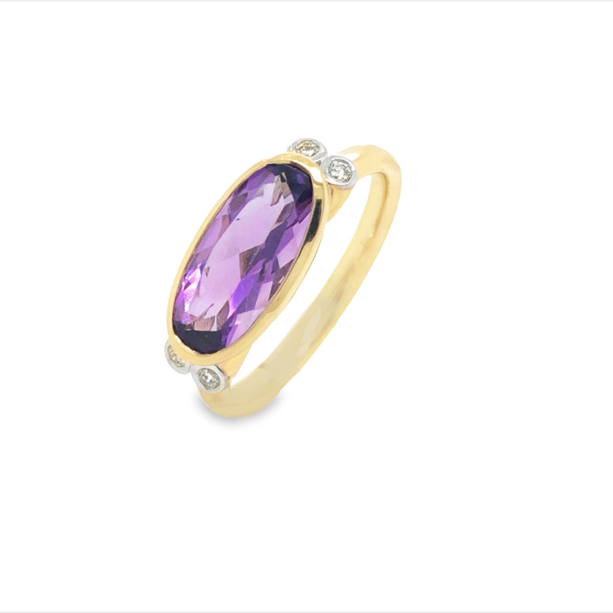 RING 9ct Yellow Gold D4-SI3 DIA AMETHYST_0