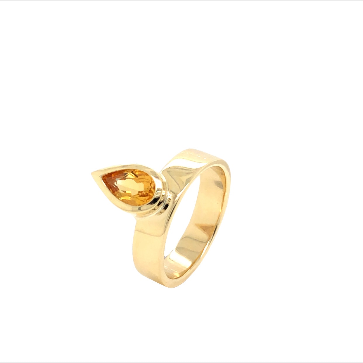 Handmade Citirine Pear Shaped 9ct Yellow Gold Ring_0