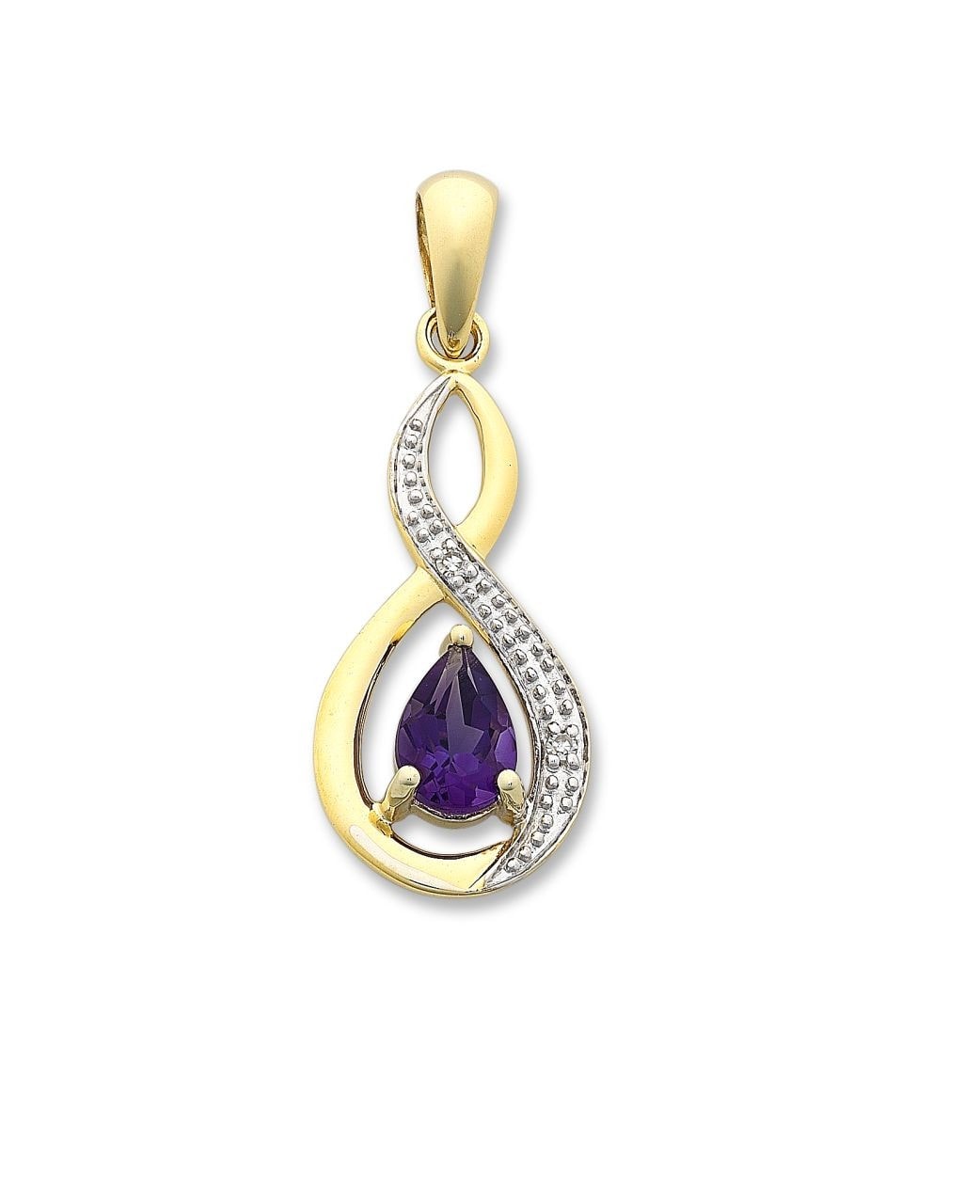 Amethyst & Diamonds set in 9ct Gold Pendant_0