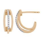 Gold & Diamond Half Hoop Earrings 10ct Gold_0