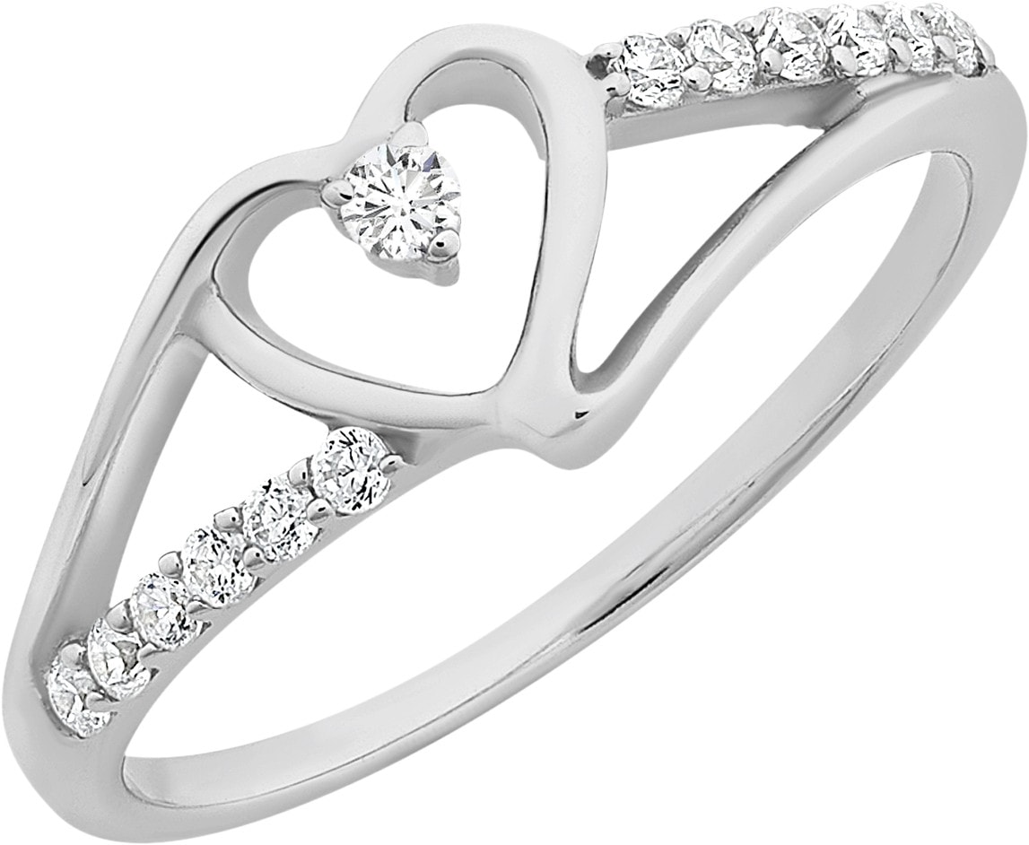 Sterling Silver Cubic Zirconia Heart Ring_0