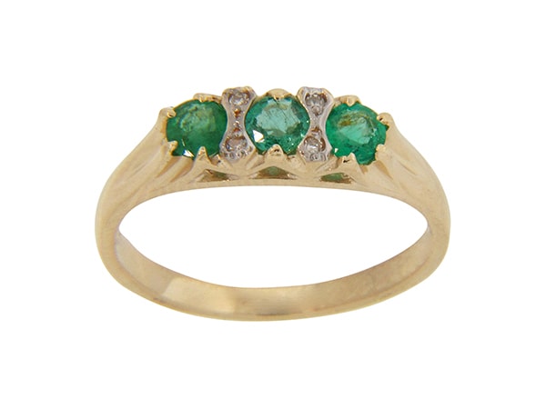 9ct Emerald and Diamond Ring_0