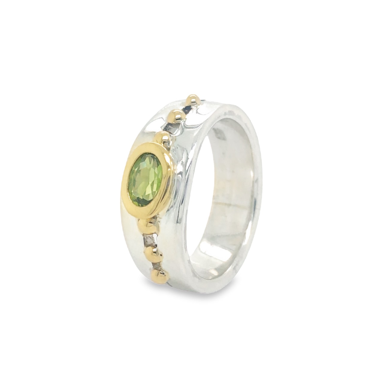 Stirling Silver & 9ct Gold Peridot Hand Made Ring_0