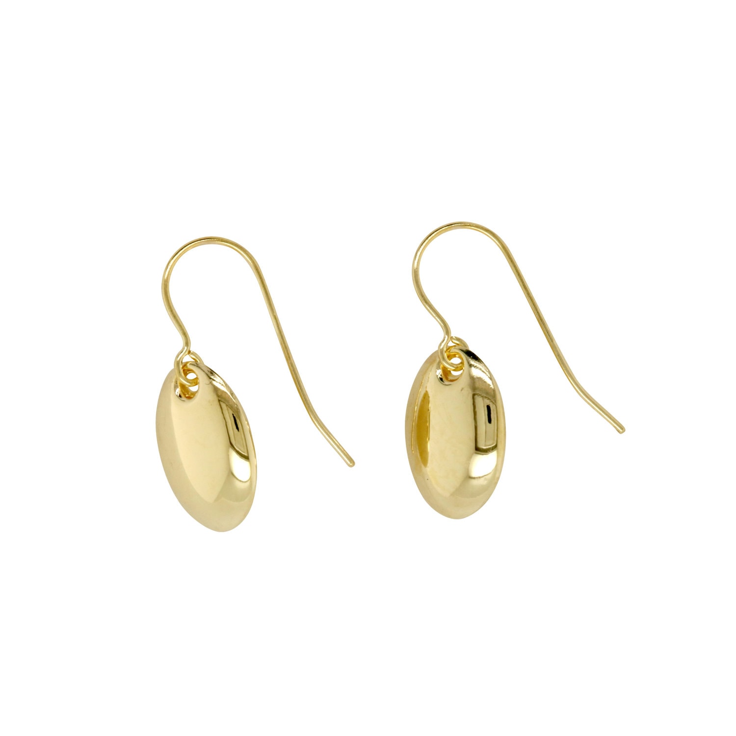 9ct Yellow Gold Silver FIlled Oval Drop Earrings_0
