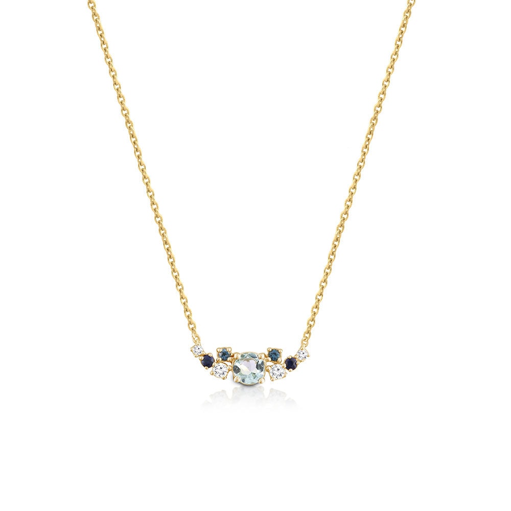 9ct Aquamarine and Diamond Necklace_0