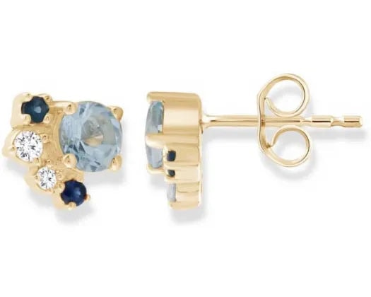9ct Aquamarine and Diamond Earrings_0