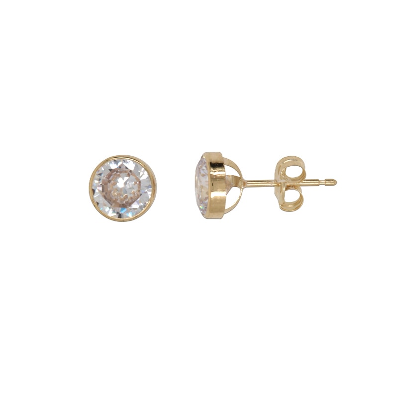 9ct Yellow Gold Round Cubic Zirconia Earrings_0