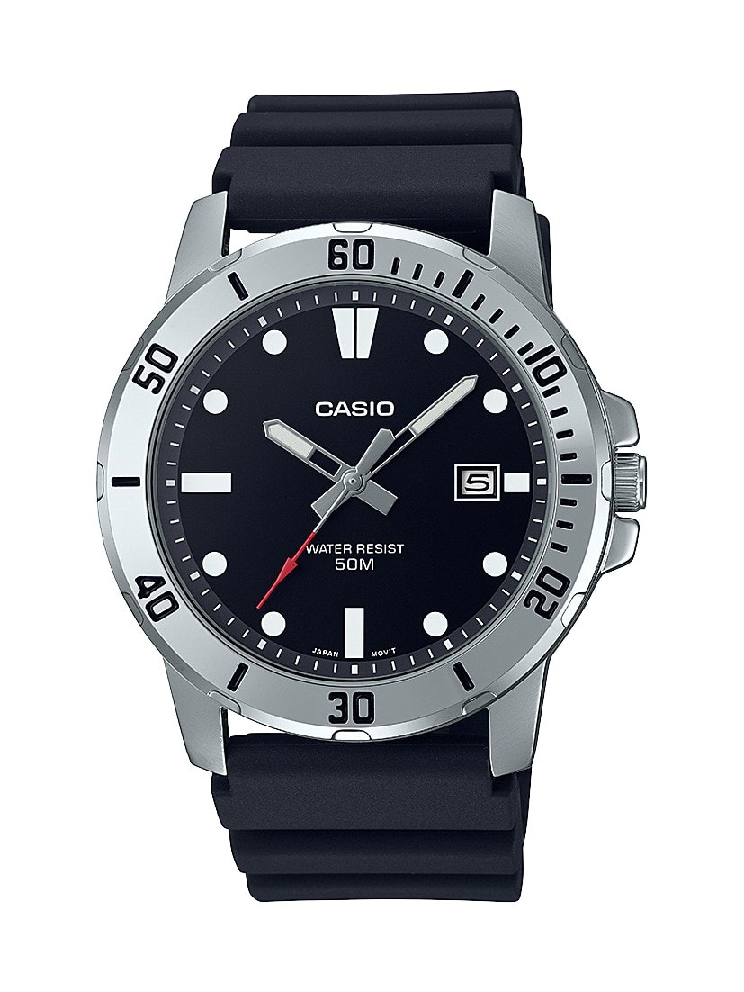 Casio Analogue with Black Resin Band 50m Water Resistant_0