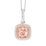 Sterling Silver Morganite and Cubic Zurconia Drop Pendant_0