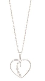Sterling Silver Cubic Zirconia Heart Pendant_0