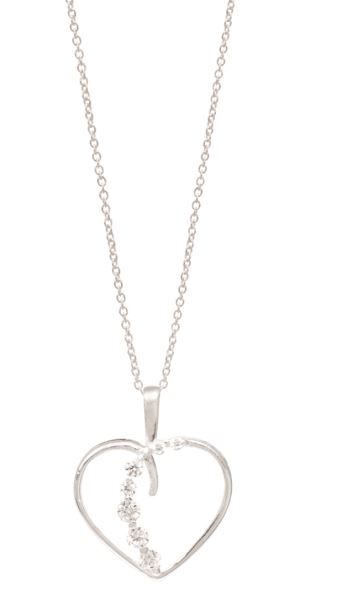 Sterling Silver Cubic Zirconia Heart Pendant_0