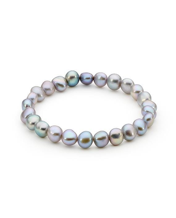 Grey Fresh Water Pearl Elastic Bracelet_0