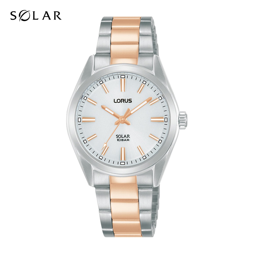 Lorus Ladies Solar Analogue Watch Silver/Rose Gold_0