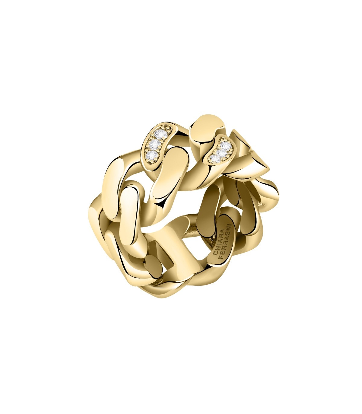 Chiara Ferragni Gold Plated Chain Ring Size 16_0