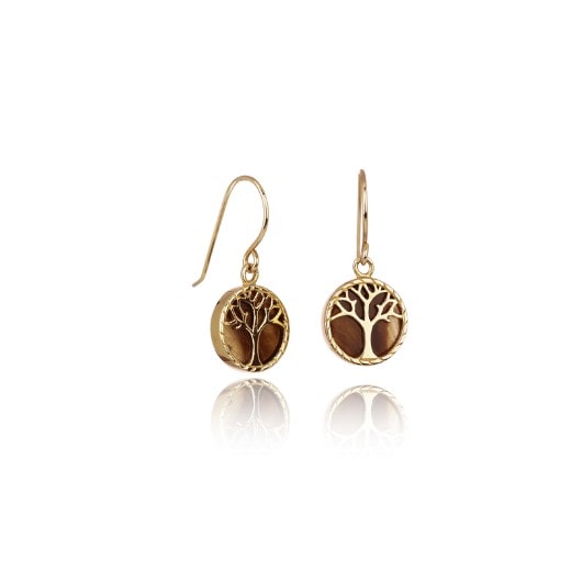 Tree of Life Drop Earrings Strength Gold Plated Hooks_0