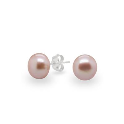 Pink Pearl Silver Earrings 10mm_0