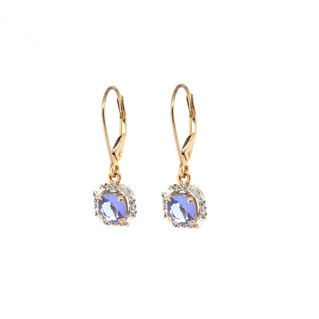 Yellow Gold diamond and Tanzanite Earrings_0