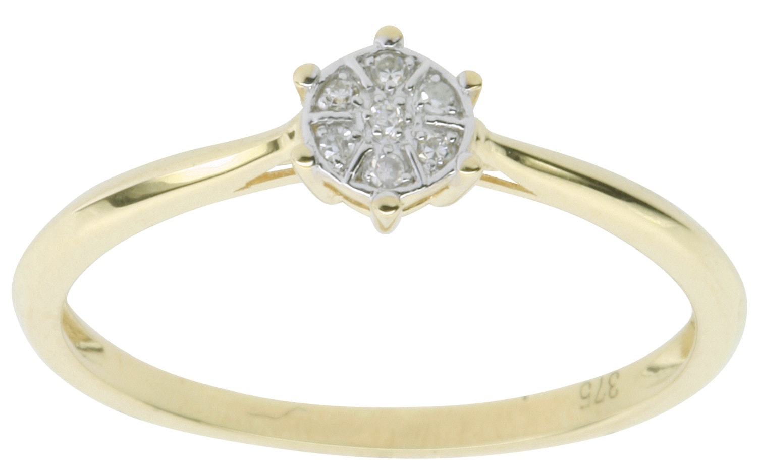9ct Yellow Gold Cluster Diamond Solitaire Look Ring_0