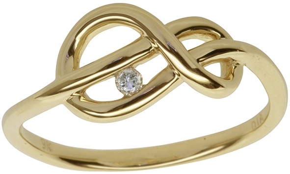 9ct Yellow Gold Infinity Swirl Ring with Diamond_0
