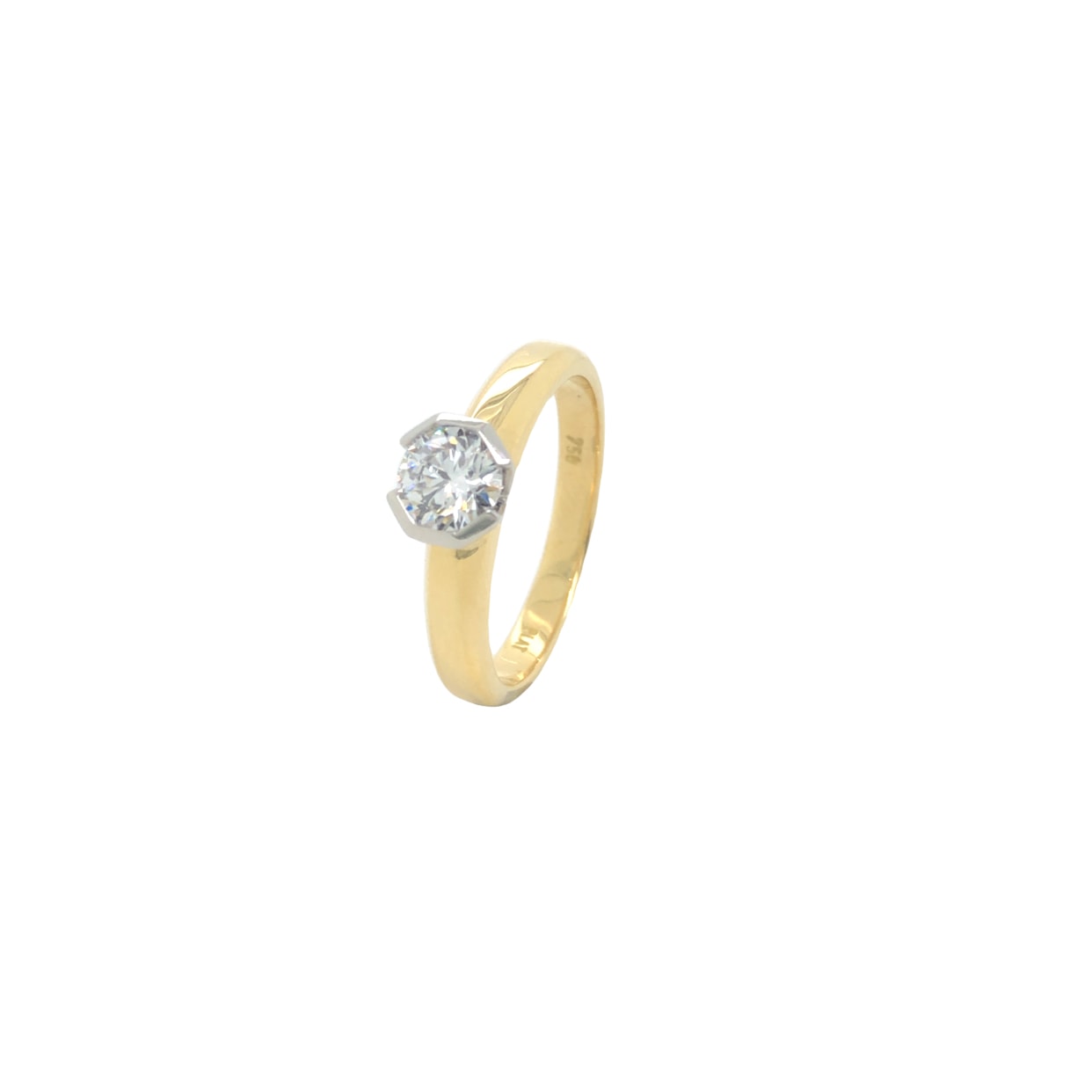18ct Yellow Gold Ring with Platinum setting 060ct TDW_0