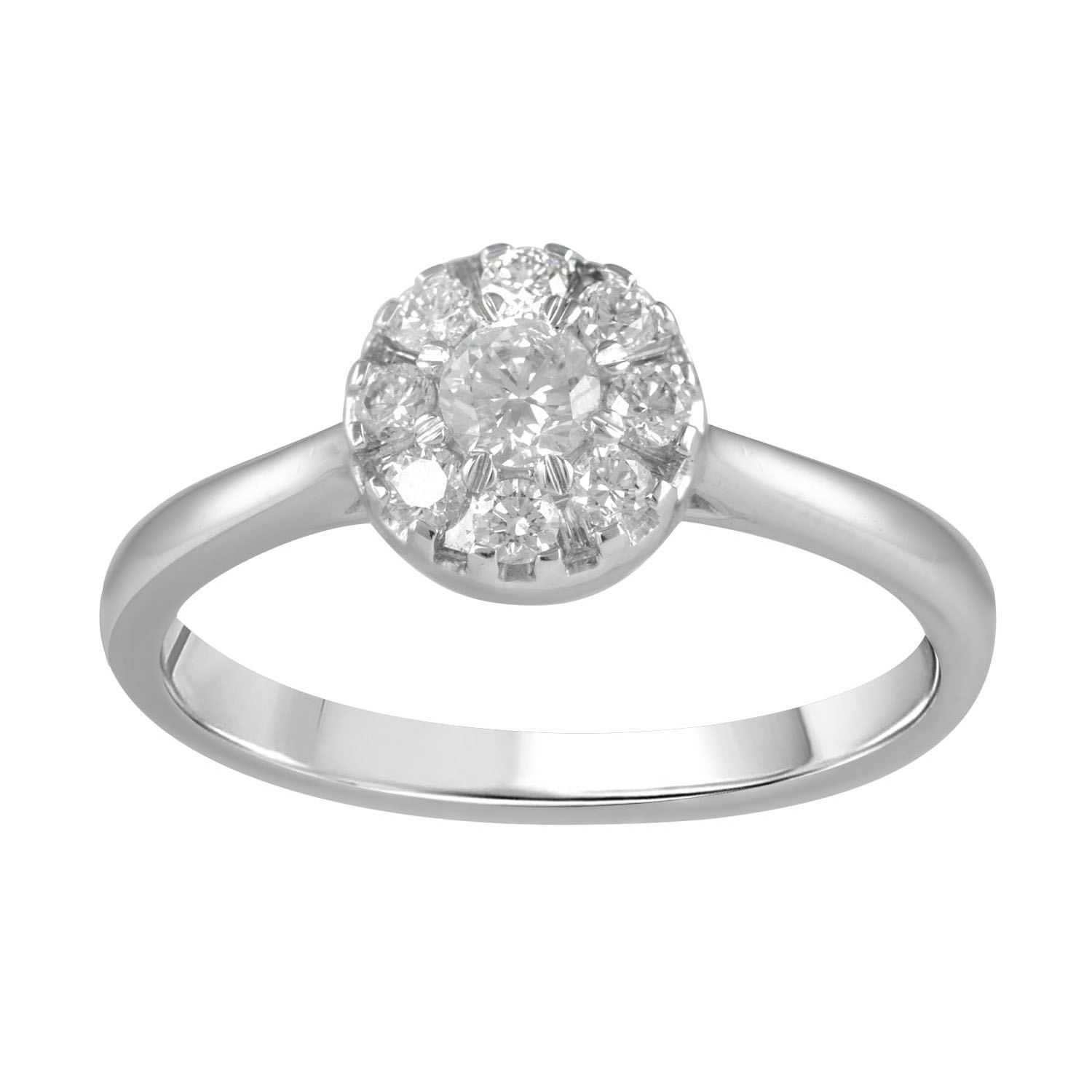 10ct White Gold Cluster Diamond Ring_0