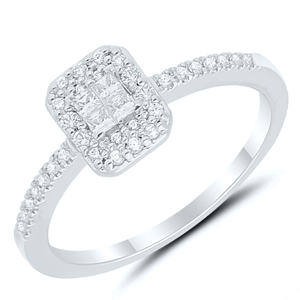 White Gold Cluster Diamond Ring_0