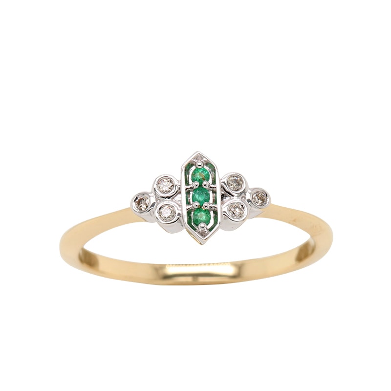Gold Emerald and Diamond Ring_0