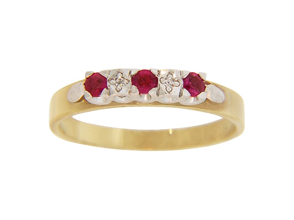 9ct Yellow Gold Diamond and Ruby Ring_0