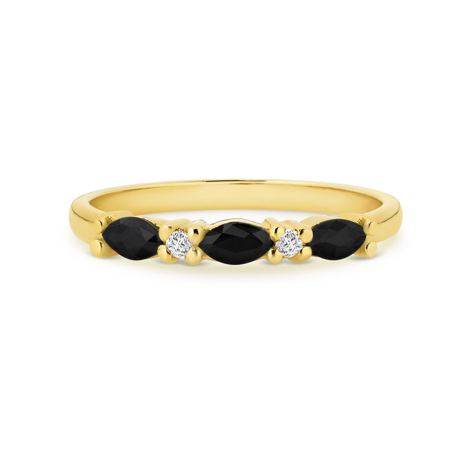 9ct Gold Marquise Sapphire and Diamond Ring_0