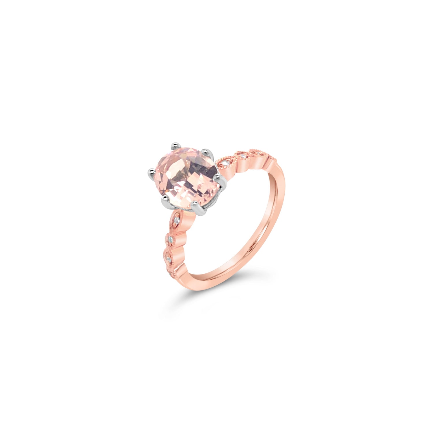 9ct Rose Gold Pink Morganite 2.08ct and Diamond Ring_0