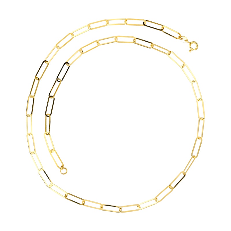 9ct Yellow Gold Silver Filled Paper Clip Link Chain_0
