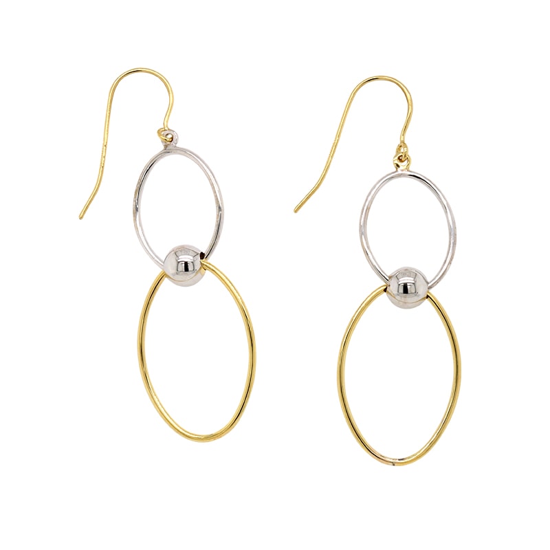 9ct Yellow and White Gold Silver Filled Circle Drop Earrings_0