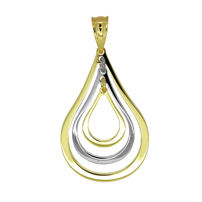 9ct Yellow and White Gold Silver Filled Triple Teardrop Pendant_0