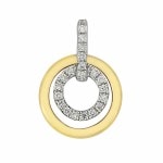 9ct Yellow Gold Double Circle Diamond Pendant_0