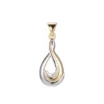 9ct Yellow Gold Oval Drop Diamond Pendant_0