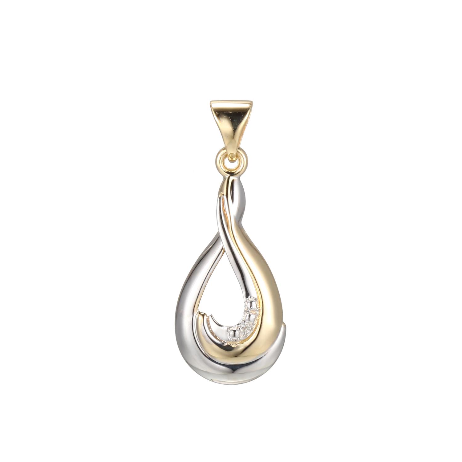 9ct Yellow Gold Oval Drop Diamond Pendant_0