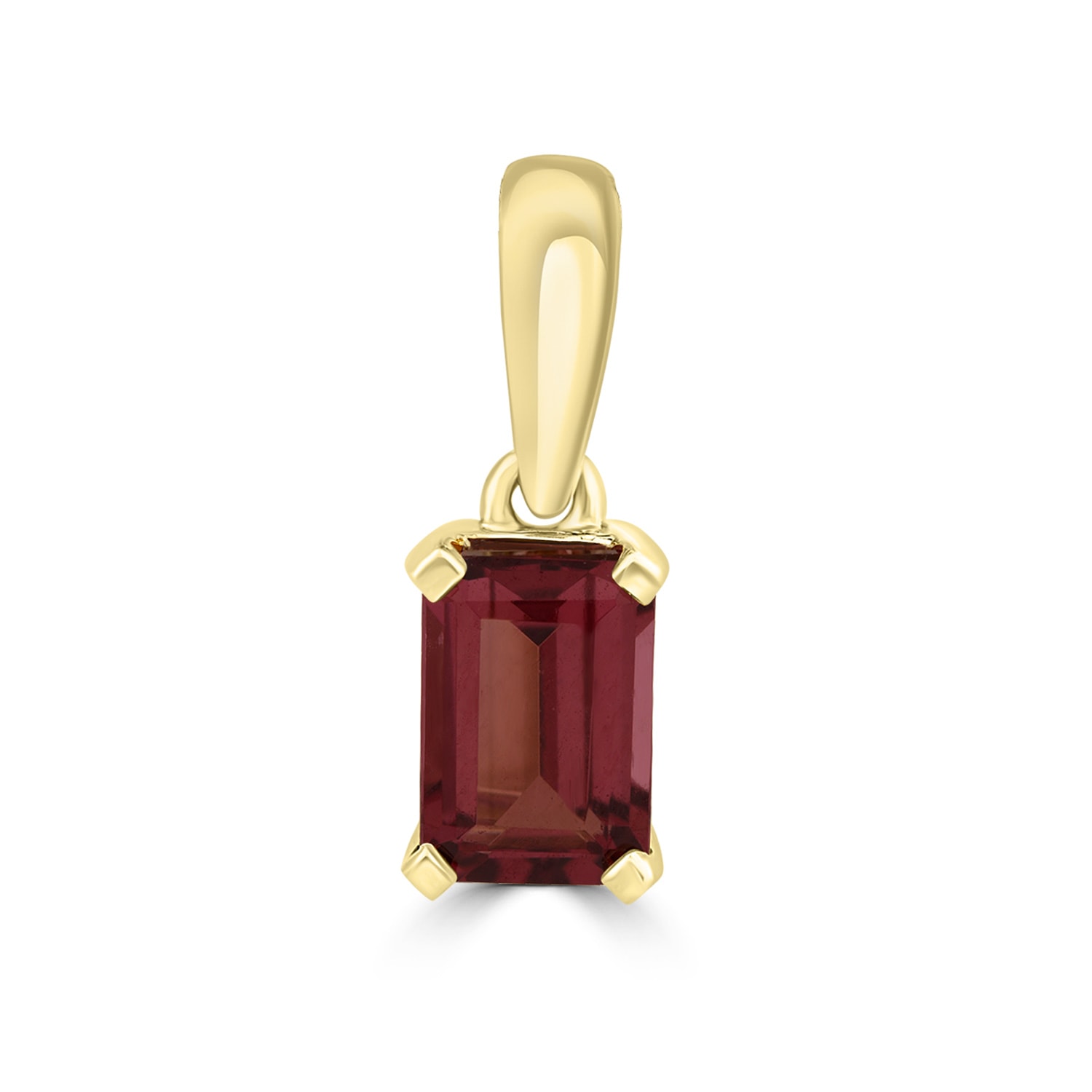 9ct Yellow Gold Emerald Cut Rhodolite Garnet Pendant_0