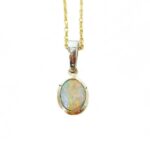 9ct yg oval white opal handmade pendant (9x7mm)_0