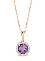 Rose Gold Pink Amethyst and Diamond Pendant_0