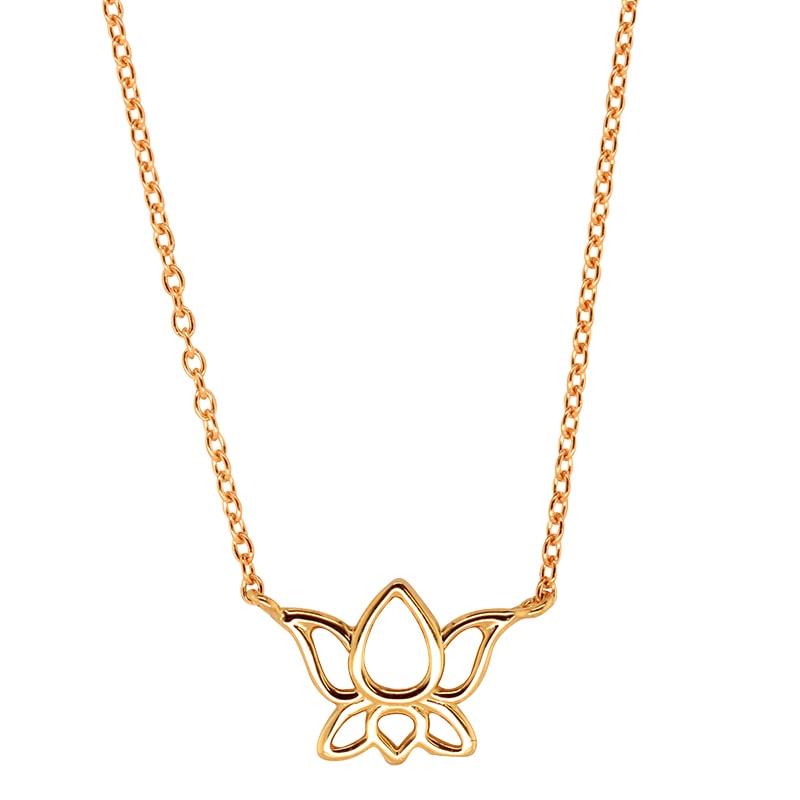 9ct Yellow Gold Lotus Flower Necklace_0
