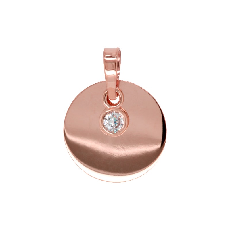 9ct Rose Gold Disc Pendant with Cubic Zirconia_0