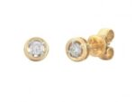 9ct Yellow Gold Donut Diamond Stud Earrings_0