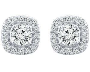 9ct White Gold Square Diamond Stud Earrings_0