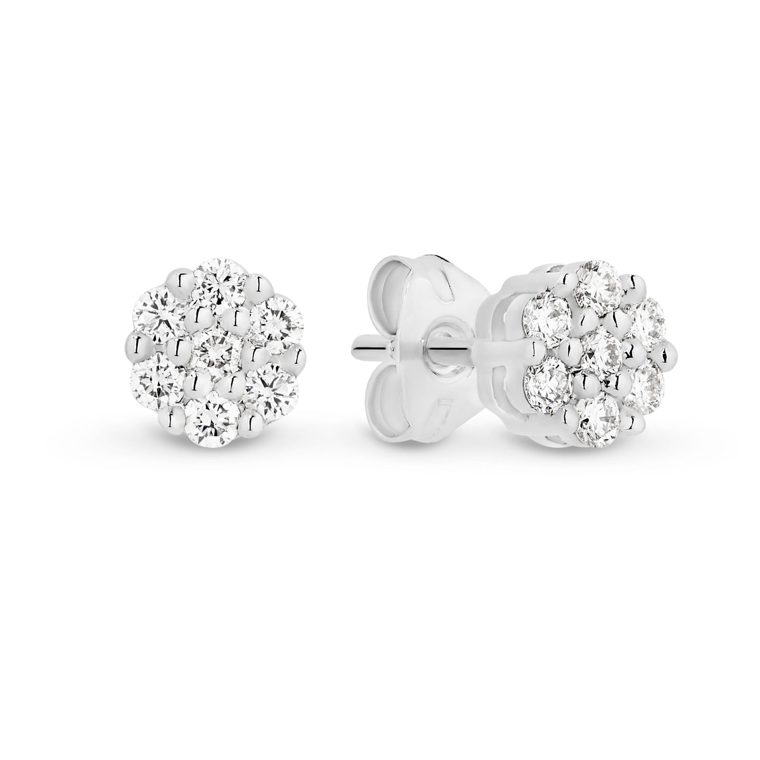 9ct Gold Cluster Diamond Earrings_0