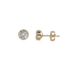 9ct Yellow Gold Round Cubic Zirconia Stud Earrings_0