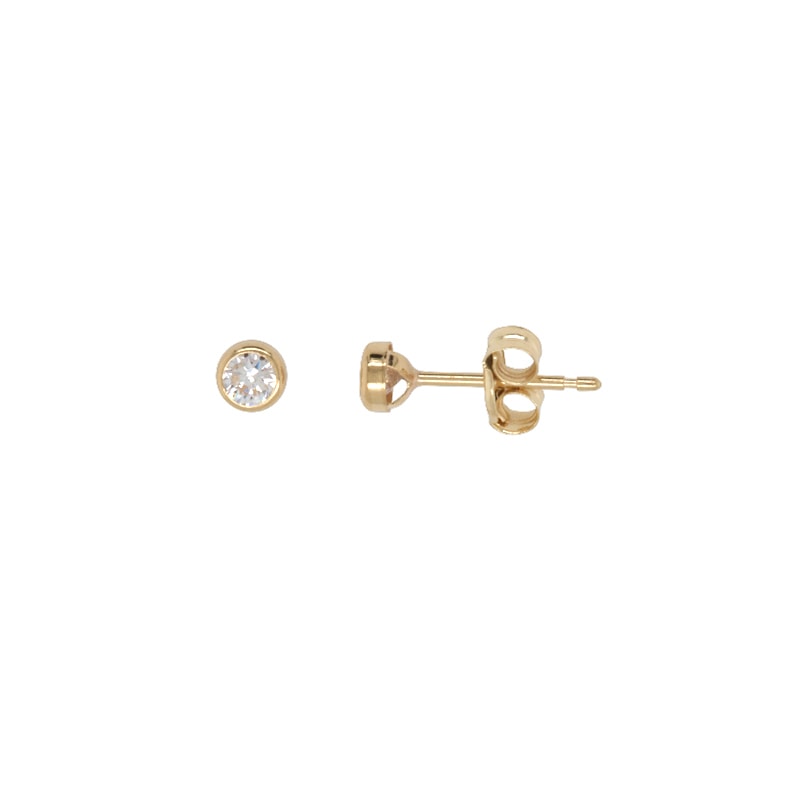 9ct Yellow Gold 3mm Round Cubic Zirconia Stud Earrings_0