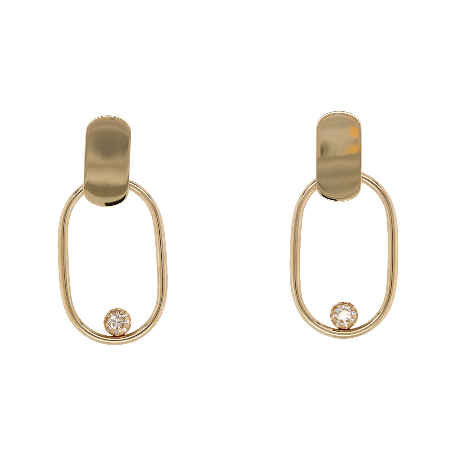 9ct Yellow Gold Cubic Zirconia Open Oval Drop Earrings_0