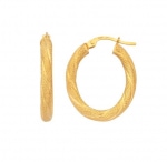 9ct Yellow Gold Oval Fancy Twist Hoop Earrings_0