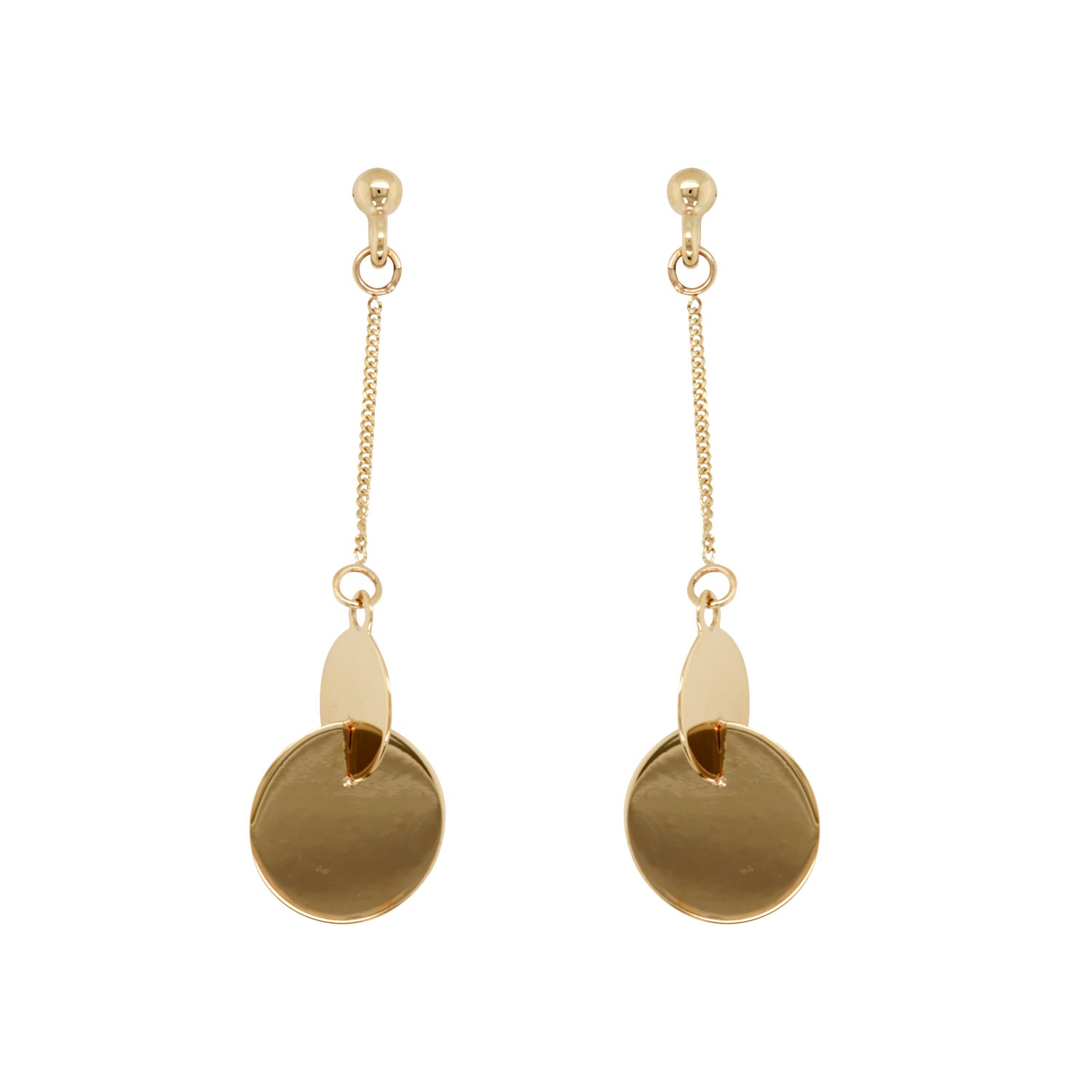 9ct Yellow Gold Disc and Thread Drop Earrings_0